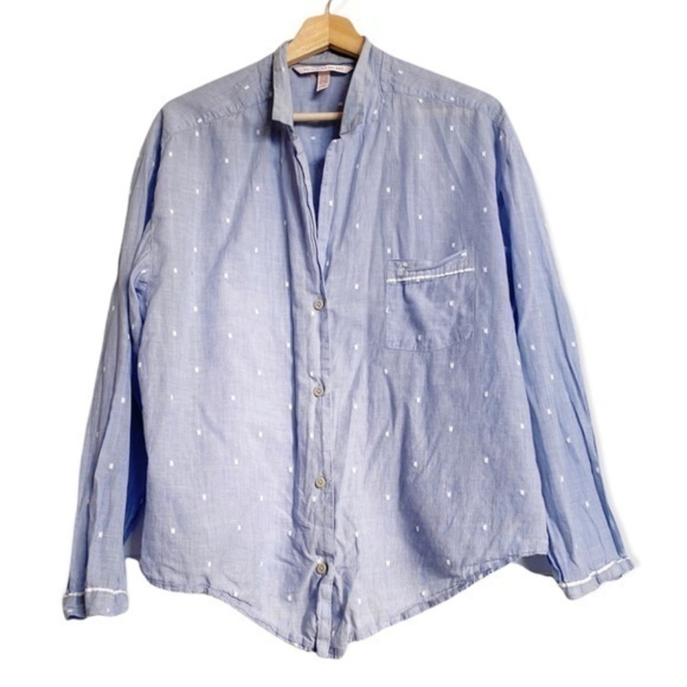 Victoria’s Secret Embroidered Pajama top light blue Large